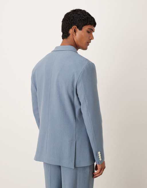 ASOS DESIGN - Double breasted colbert met textuur in blauw, 3 van 5