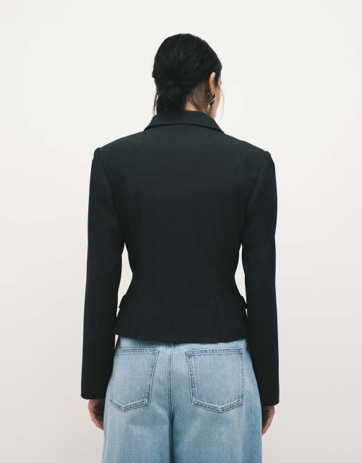 ASOS DESIGN - Double breasted gekrompen blazer, 3 van 4