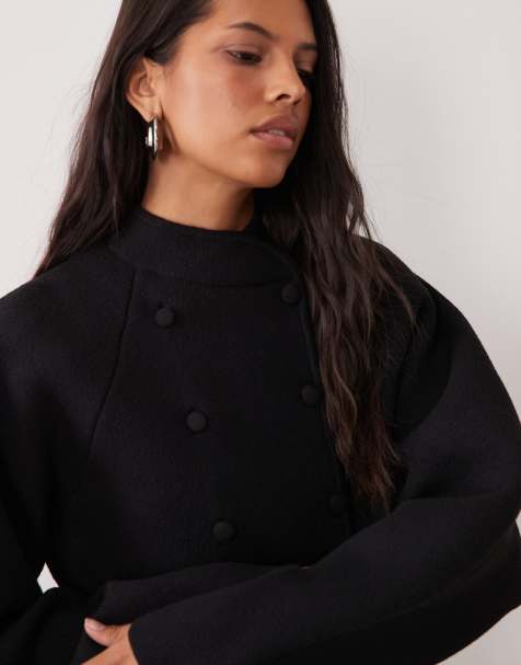 ASOS DESIGN double breasted moulded sleeve cardigan in black - view 1