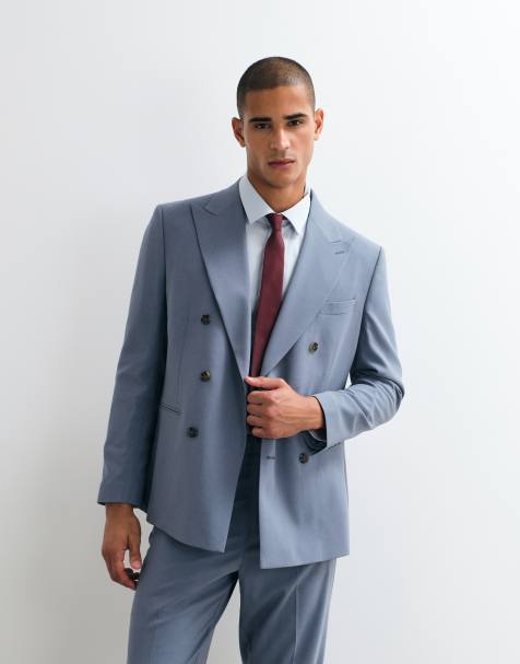 ASOS DESIGN - Double breasted nette blazer in blauw - view 1