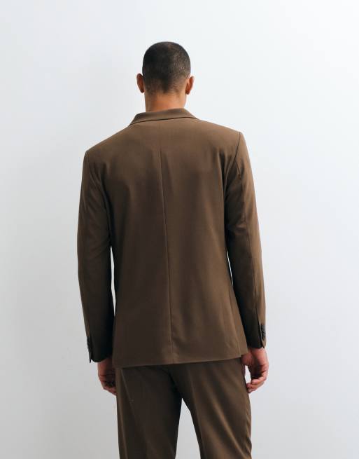 ASOS DESIGN - Double breasted nette blazer met normale pasvorm in bruin, 5 van 5