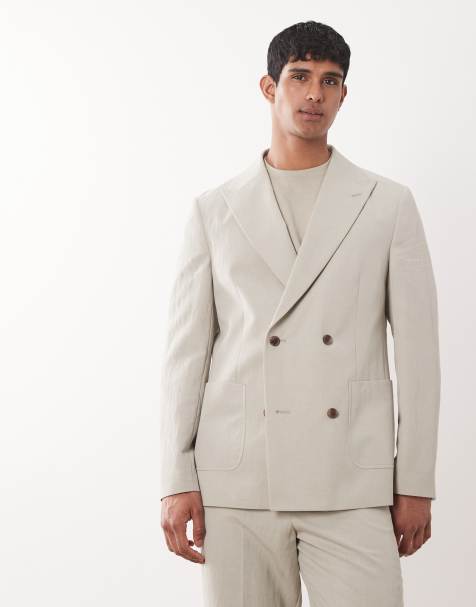 ASOS DESIGN - Double breasted nette blazer met normale pasvorm in saliegroen - view 1