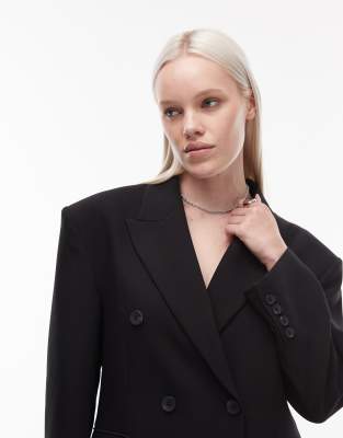 Asos Design Double Breasted Oversized Blazer In Black