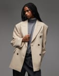 [ASOS DESIGN] ASOS DESIGN double breasted oversized blazer in camel-Neutral S Camel