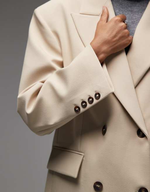 ASOS DESIGN double breasted oversized blazer in camel, 3 of 4