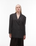 [ASOS DESIGN] ASOS DESIGN double breasted oversized blazer in charcoal-Grey S Charcoal