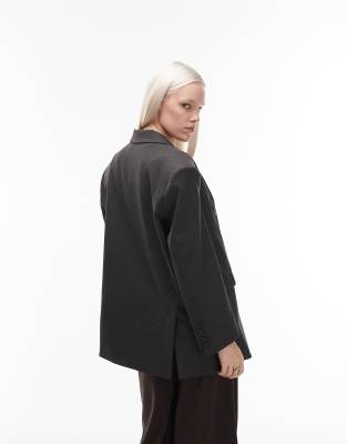 Asos Design Double Breasted Oversized Blazer In Brown