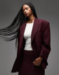 [ASOS DESIGN] ASOS DESIGN double breasted oversized blazer in plum-Purple S Plum