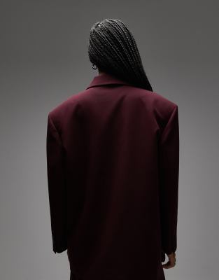 Asos Design Double Breasted Oversized Blazer In Purple