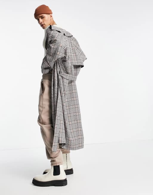 Asos design trench coat in best sale red check