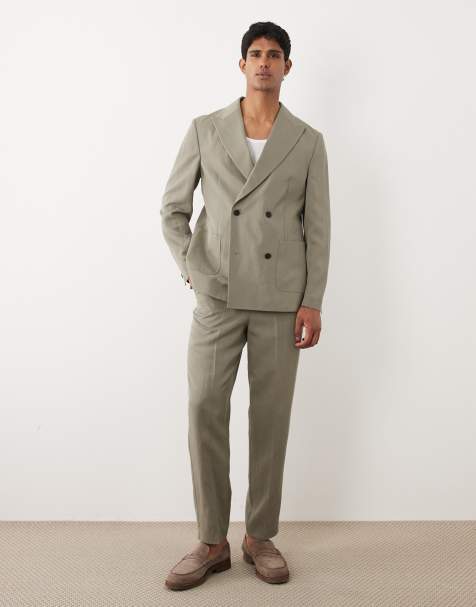ASOS DESIGN - Double breasted pak met normale pasvorm in donkergroen - view 1