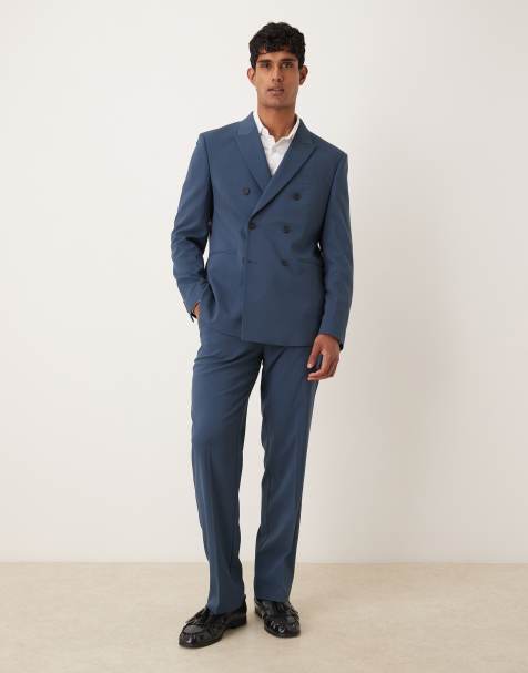 ASOS DESIGN - Double breasted pak met normale pasvorm in marineblauw - view 1