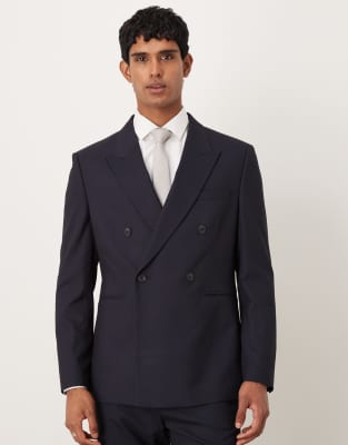 Asos Design Double Breasted Regular Jacket In Black