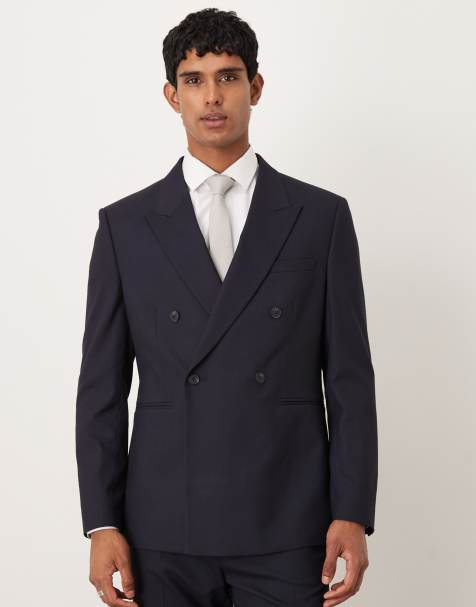 ASOS DESIGN double breasted regular jacket in navy - view 1