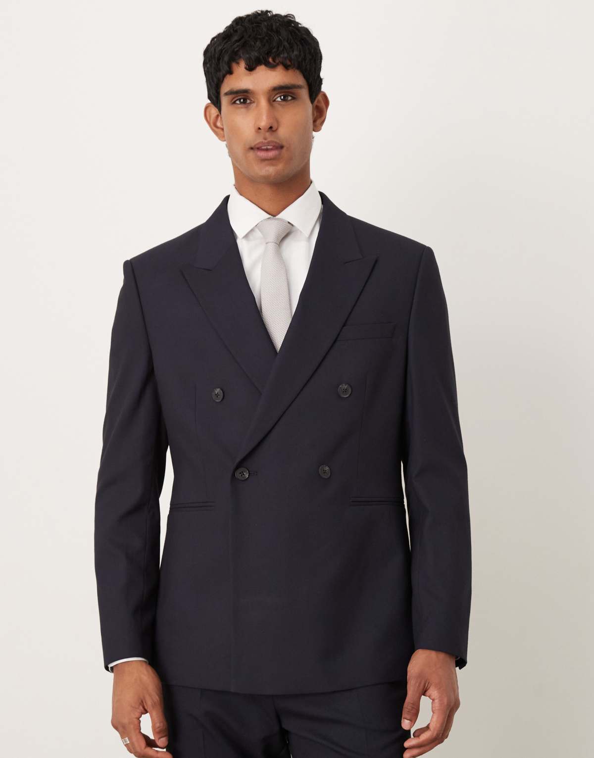 ASOS DESIGN double breasted regular jacket in navy