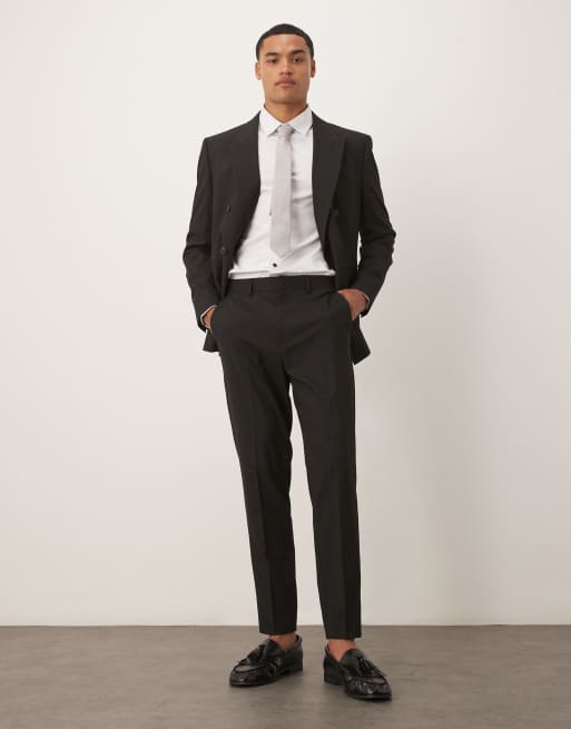 ASOS DESIGN double breasted regular suit in black