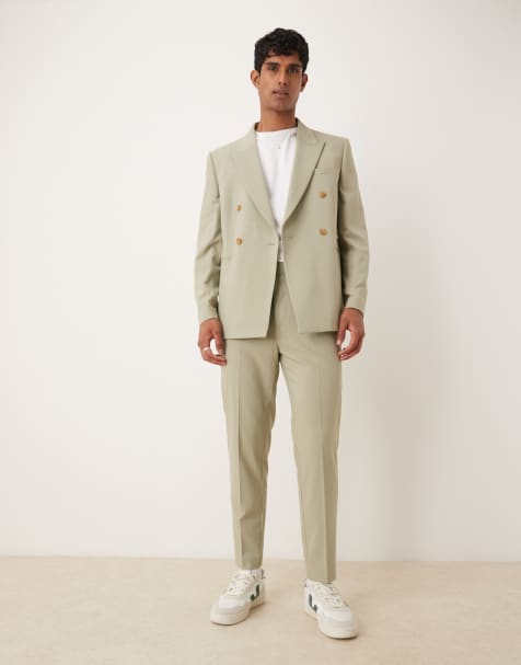 ASOS DESIGN double breasted regular suit in light green - view 1