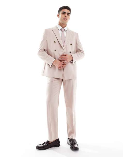 ASOS DESIGN double breasted regular suit in light pink - view 1