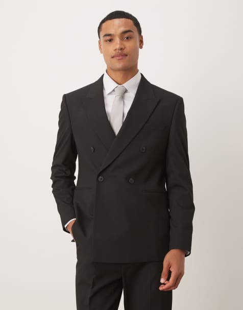 ASOS DESIGN double breasted regular suit jacket in black - view 1