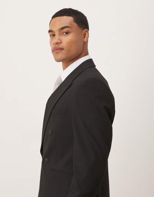 ASOS DESIGN double breasted regular suit jacket in black