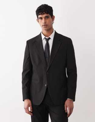 Asos Design Double Breasted Regular Suit Jacket In Black