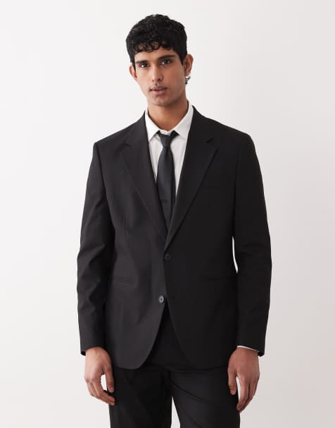 ASOS DESIGN double breasted regular suit jacket in black - view 1