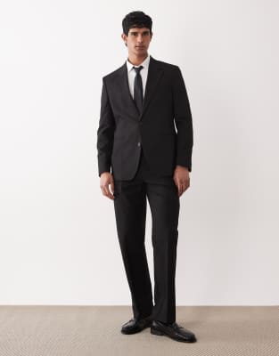 Asos Design Double Breasted Regular Suit Jacket In Black