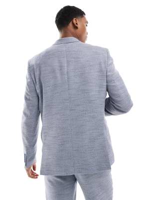 Asos Design Double Breasted Regular Suit Jacket In Blue