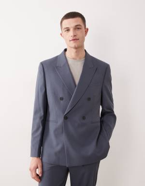 ASOS DESIGN double breasted regular suit jacket in blue