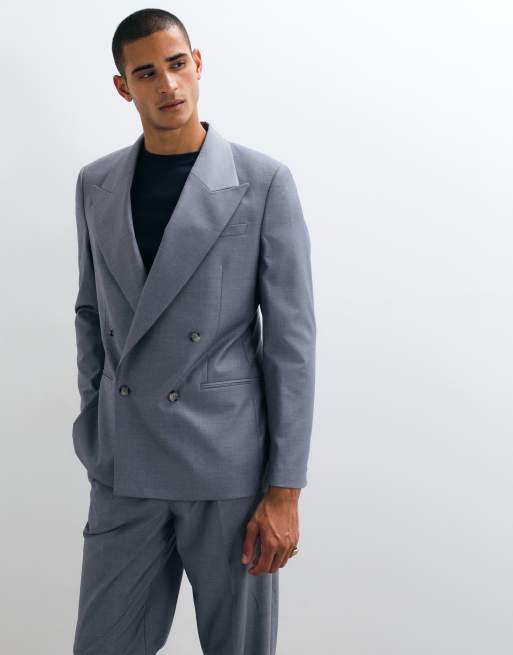 ASOS DESIGN double breasted regular suit jacket in blue, 4 of 5
