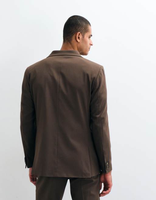 ASOS DESIGN double breasted regular suit jacket in brown, 5 of 5