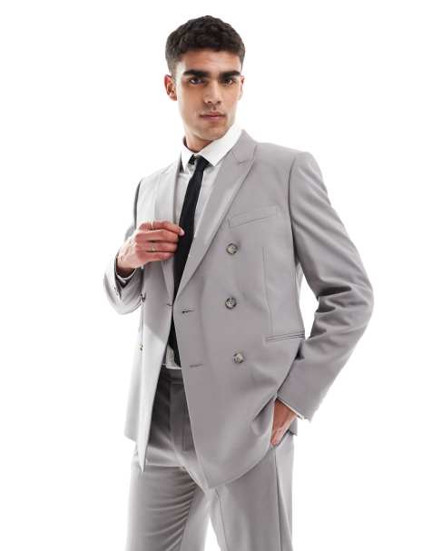 ASOS DESIGN double breasted regular suit jacket in charcoal - view 1