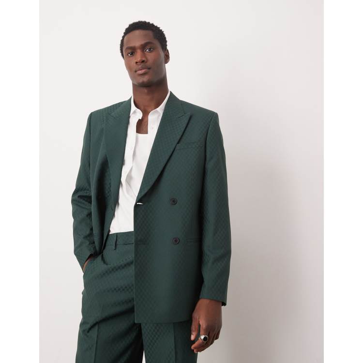 Classic Dark Green Double Breasted Suit - Premium Men's