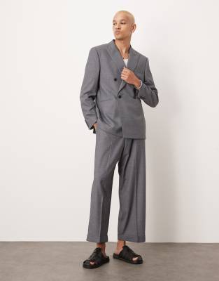 ASOS DESIGN double breasted regular suit jacket in gray texture - view 1