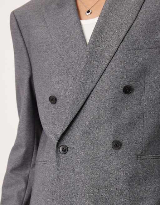 ASOS DESIGN double breasted regular suit jacket in gray texture