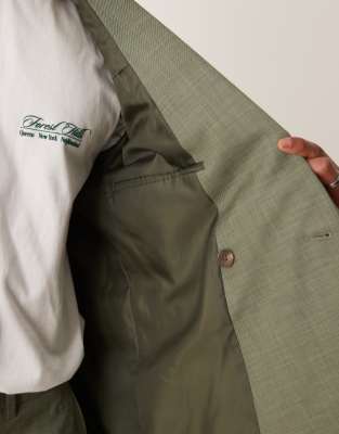 Asos Design Double Breasted Regular Suit Jacket In Green