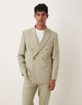[ASOS DESIGN] ASOS DESIGN double breasted regular suit jacket in light green Chest 46 Regular Light green