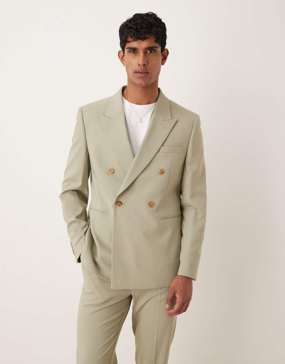 ASOS DESIGN double breasted regular suit jacket in light green