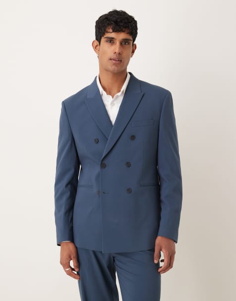 ASOS DESIGN double breasted regular suit jacket in navy - view 1