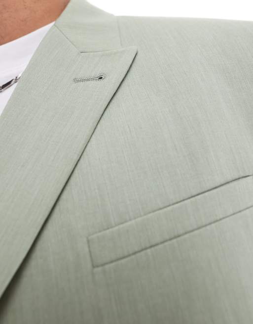ASOS DESIGN double breasted regular suit jacket in sage green texture, 5 of 5