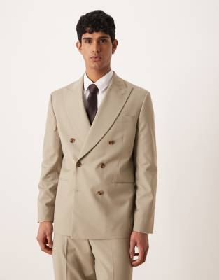 ASOS DESIGN double breasted regular suit jacket in sage green