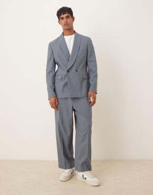 Asos Design Double Breasted Shawl Collar Regular Suit Jacket In Gray