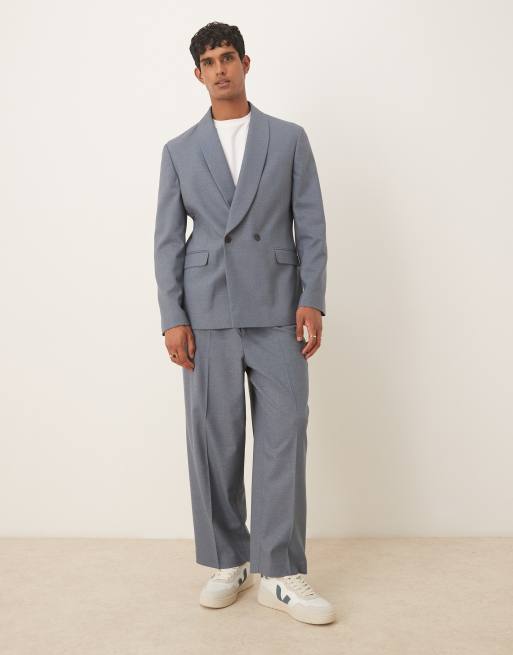 ASOS DESIGN double breasted shawl collar regular suit jacket in blue, 2 of 5