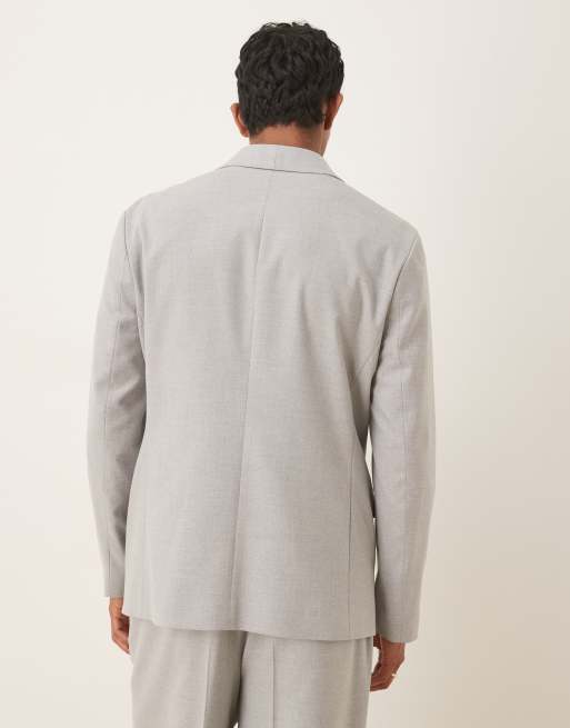 ASOS DESIGN double breasted shawl regular suit jacket in grey, 3 of 5