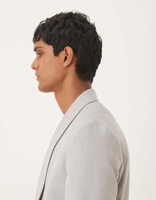 ASOS DESIGN double breasted shawl regular suit jacket in grey, 4 of 5