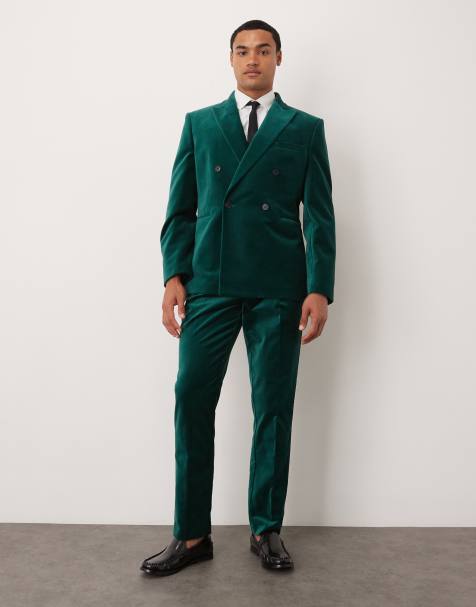 ASOS DESIGN double breasted slim suit in cotton velvet - view 1