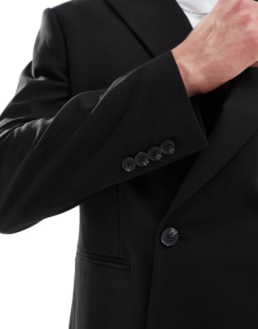 ASOS DESIGN double breasted slim suit jacket in black, 3 of 5