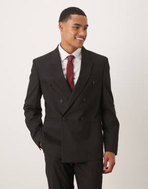 ASOS DESIGN double breasted slim suit jacket in black