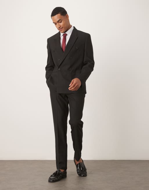 ASOS DESIGN double breasted slim suit jacket in black, 2 of 5