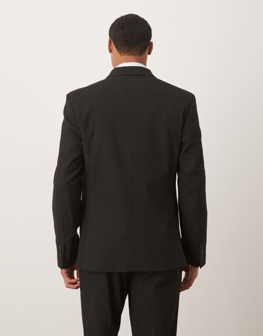 ASOS DESIGN double breasted slim suit jacket in black, 3 of 5